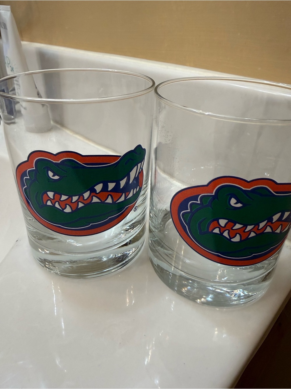 Source Unknown Green & Orange Alligator Logo Glass Tumblers - Set of 2